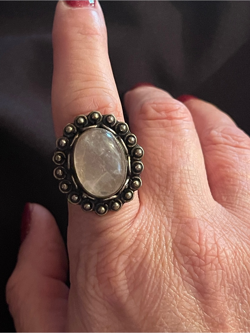 Sterling Silver Moonstone Statement Ring - Clear Moonstone